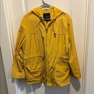 Talbots Yellow Raincoat with Hood and Drawstring Waist